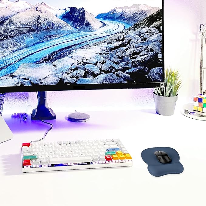 EooCoo Ergonomic Mouse Pad with Wrist Support, Mousepad with Memory Foam Wrist Rest and Non-Slip Base for Computer, Cafe, Home & Office, 9.64 x 8.26 in Office Desk Accessories