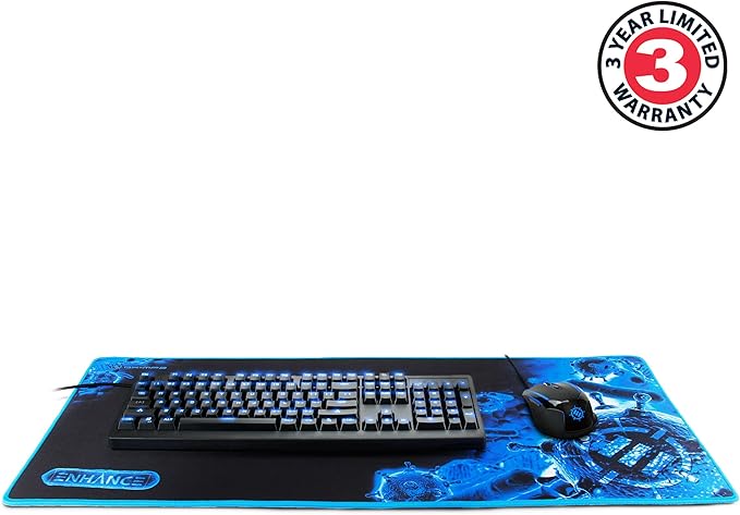 ENHANCE Pathogen Extra Large Gaming Mouse Pad (31.5 x 13.75 in) - Extended Mousepad with Anti-Fray Stitching, Low Friction Smooth Surface, Non-Slip Backing - Full Desk Mouse Mat (Blue)