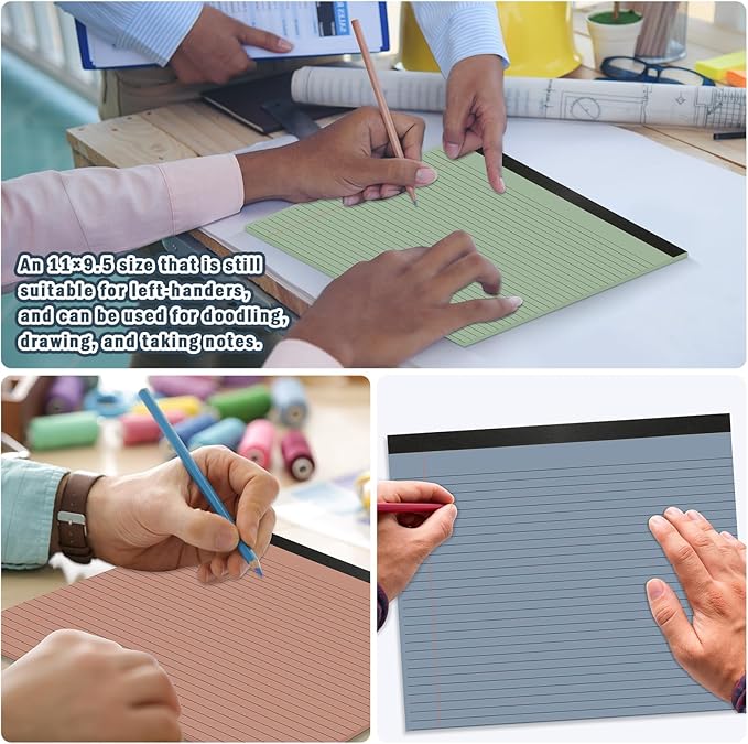 gisgfim 4 Pack 11" x 9.5" Legal Pads College Ruled Notepad Landscape Notebook 80 GSM Horizontal Lined Notebook Writing Pads Aesthetic Legal Pad for School Office Business (Boho)