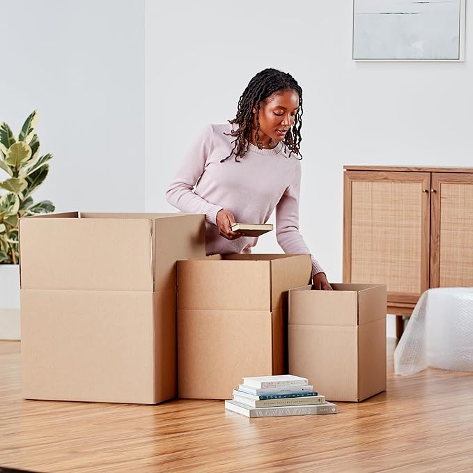 Amazon Basics Cardboard Moving Boxes for Packing and Shipping, Small Size, 16" x 10" x 10", Brown, 15-Pack