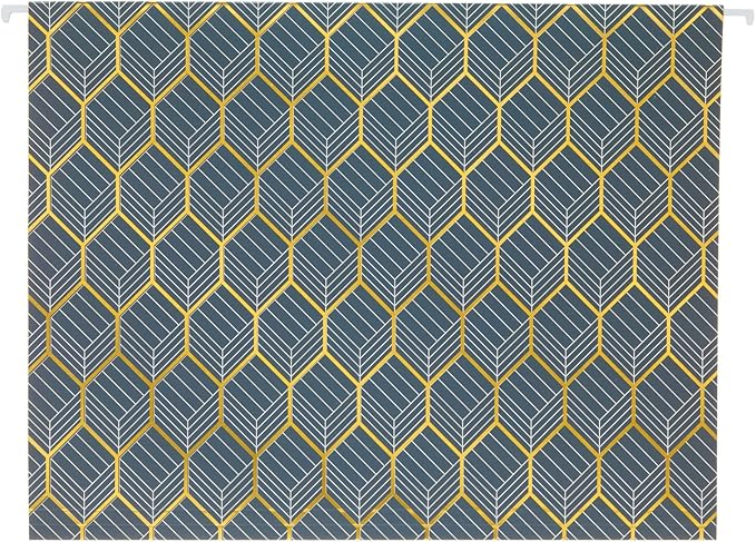 Paper Junkie Geometric Hanging File Folders - Letter Size (11.75 in x 9 in), 12 Pack, Mint, Dusty Pink & Dark Blue - Gold Foil Decorative Folders & Organizer for Office Organization