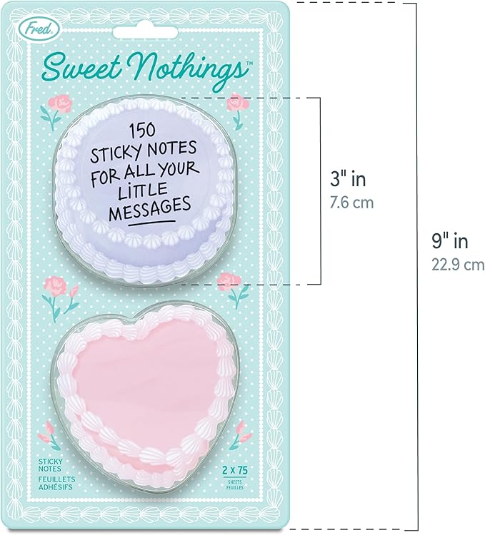 Genuine Fred Sweet Nothings Cake Sticky Notes – Set of 2 Cake-Shaped Notepads with 75 Sheets Each – Fun and Functional Office Supplies, Fun for Writers, Bakers, and Stationery Lovers