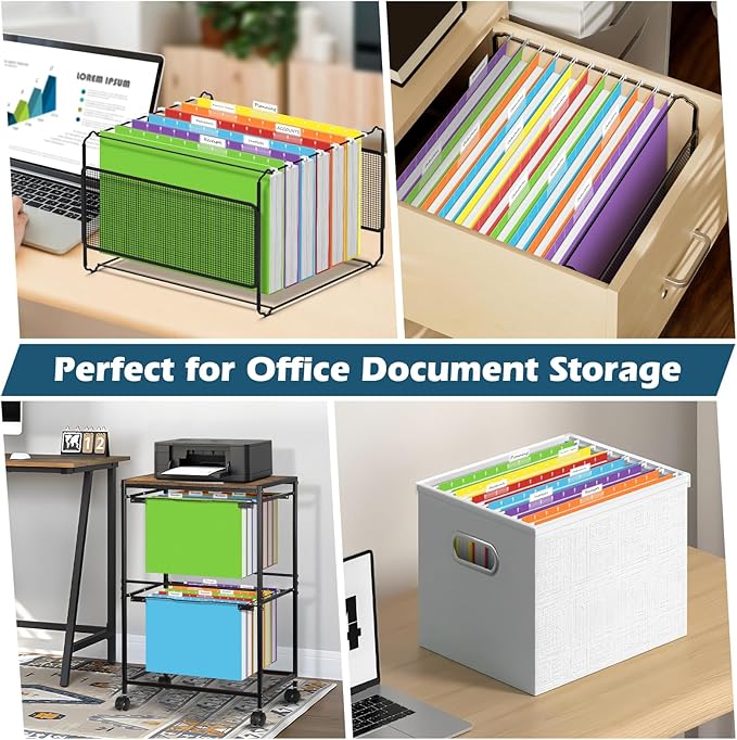 V-Opitos 36 Pack 1 Inch Expansion Hanging File Folders, Letter Size Hanging Folders with 1/5-Cut Adjustable Tab, Extra Capacity Hanging File Folders, Ideal School Classroom, Office Supplies
