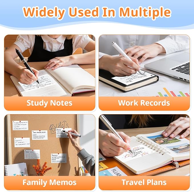 Index Cards 3x5 Inches, 300 PCS, White Flash Cards With Ring, Punched Lined Study Card Ruled Flashcards Notecards, Ruled Front And Blank Back, Note Card for School, College And Home