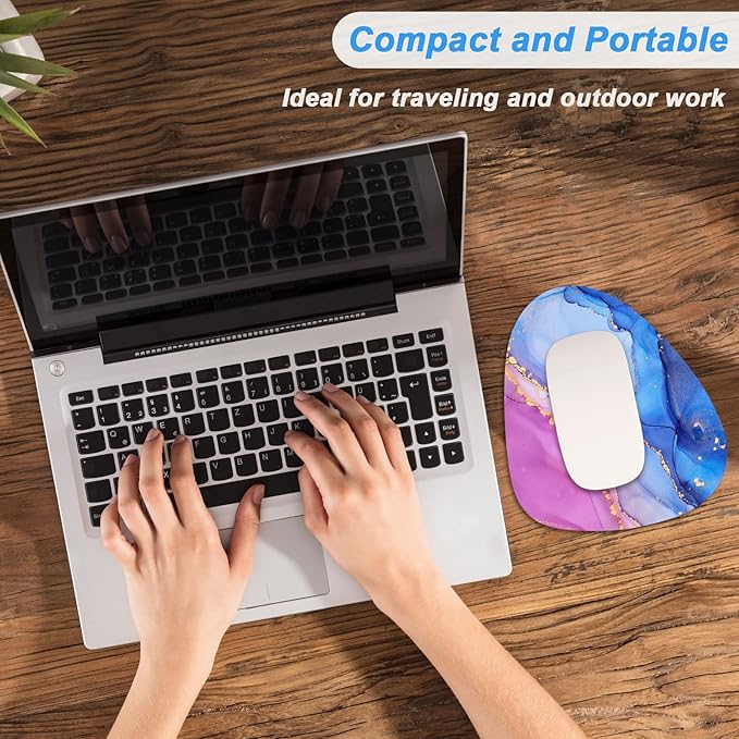 Rimilak Small Mouse Pad 6 x 7 Inch, Irregular Mini Mouse Pad with Non-Slip Rubber Base, Waterproof Compact Mouse Mat for Laptop Computer Wireless Mouse Keyboard Home Office Travel, Purple Marble