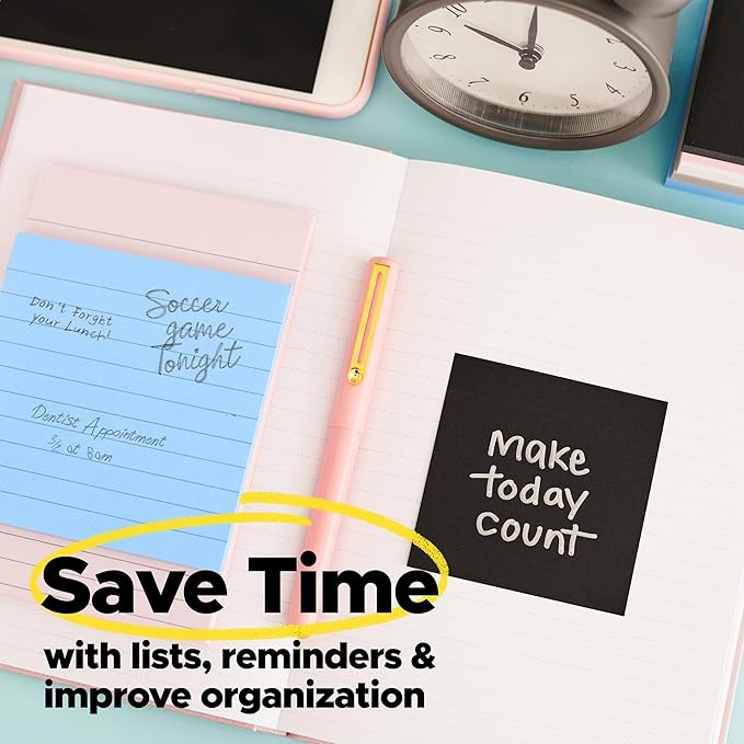 Post-it Super Sticky Notes, 3 Lined Sticky Note Pads, 4 x 6 in., School Supplies, Office Products, Sticky Notes for Vertical Surfaces, Monitors, Walls and Windows, Simply Serene Collection