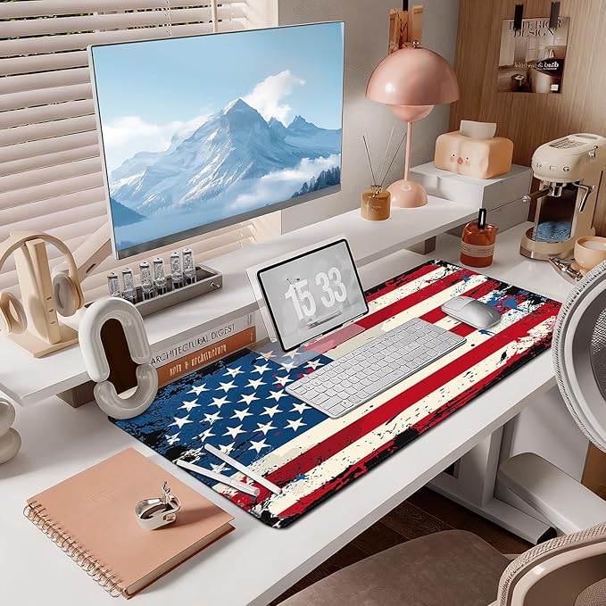 Mouse Pad Gaming - Desk Mat for Keyboard and Mouse - American Antique Flag Large Mouse Pads for Desk, Desks Pad Mat(35.4" X 15.7") with Non-Slip Base, Gaming Mousepad for Game, Office and Home