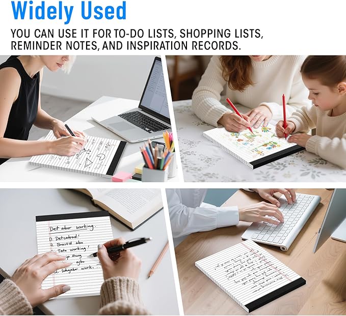 12pcs Legal Pads 8.5 x 11, 50 Sheets/Pack, Notepads 8.5 x 11 Inch, White Note Pads Clear Print Writing Pads of Paper, Memo Pads , Perforate Legal Notepads Paper , Wide Ruled Lined with Sturdy Back