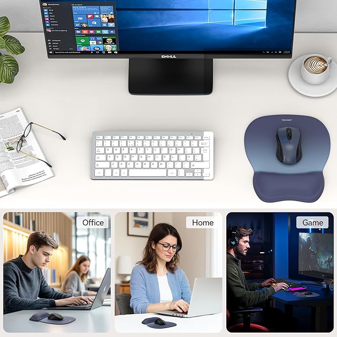 TECKNET Gel Mouse Pad with Wrist Rest, Ergonomic Office Mousepad with Wrist Support - Non-Slip & Smooth Surface Comfortable Desk Accessories Mat for Office, Gaming and Study - Gradient
