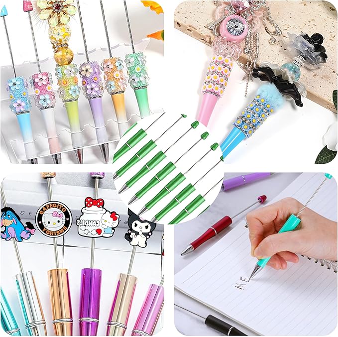 pson 25Pcs Plastic Beadable Ballpoint Pens with Black Ink for Women Men Office School Supplies(Green)