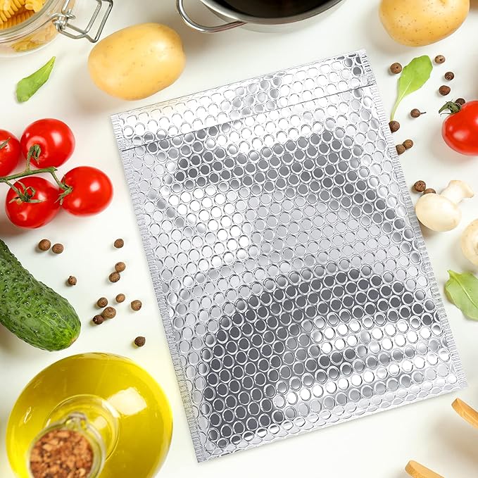 Thermal Bubble Mailers, 18 x 22 Inch Silver Foil Metallic Insulated Mailer, Padded Shipping Envelopes, Reflective Lining, Pack of 50