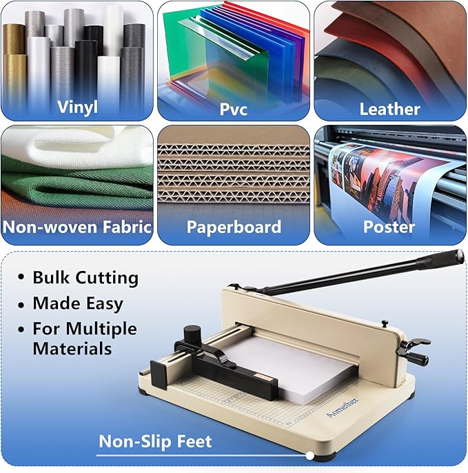 12" Heavy Duty Guillotine Paper Cutter - 400 Sheet Precision Cutting, Safety Lock Blade & Rapid Stack Processing for Office/School, Solid Steel Construction