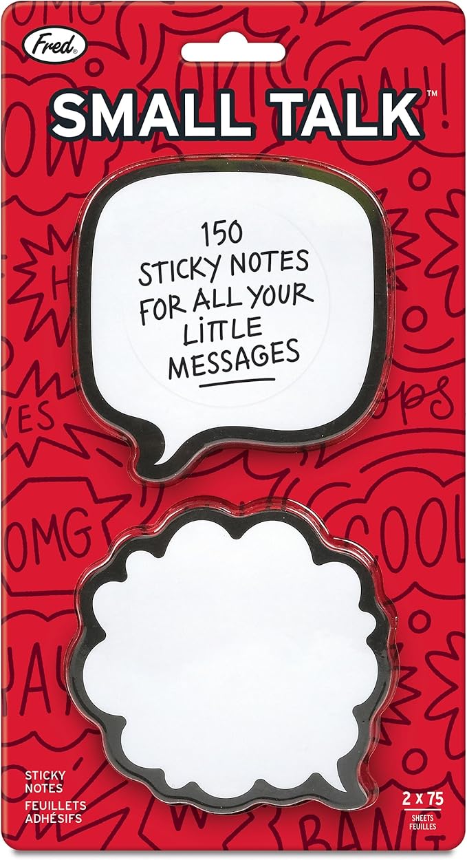 Genuine Fred Small Talk Sticky Notes – Set of 2 Comic-Style Notepads with 75 Sheets Each – Funny Cartoon Speech Bubble Sticky Notes
