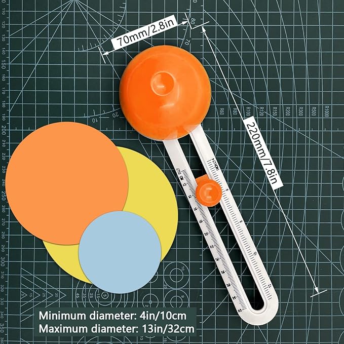 Circle Cutter, Circular Paper Cutter Circle Paper Trimmer Rotary Cutter Craft Supplies, Round Cutting Knife Cards Cutters (Orange)