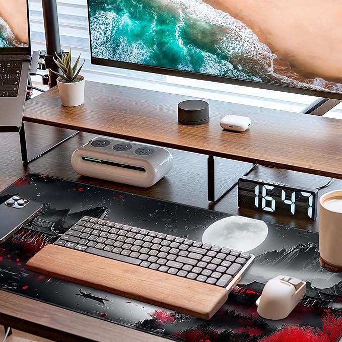 Mouse Pad Desk Mat XL Mouse Pad Gaming Keyboard Mat Office Desk Decor Accessories (Moon Bird)