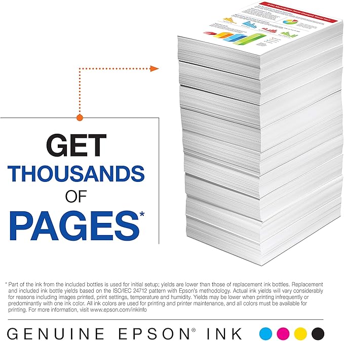 Epson EcoTank ET-2800 Wireless Color All-in-One Cartridge-Free Supertank Printer & 522 EcoTank Ink Ultra-high Capacity Bottle Cyan (T522220-S)