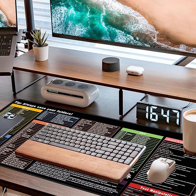 Excel Shortcut Keys Mouse Pad,Desk Mat,Common Software Shortcut Keys Gaming Mouse Pad,Keyboard Mat Office Desk Decor Accessories (Office Shortcut Key)