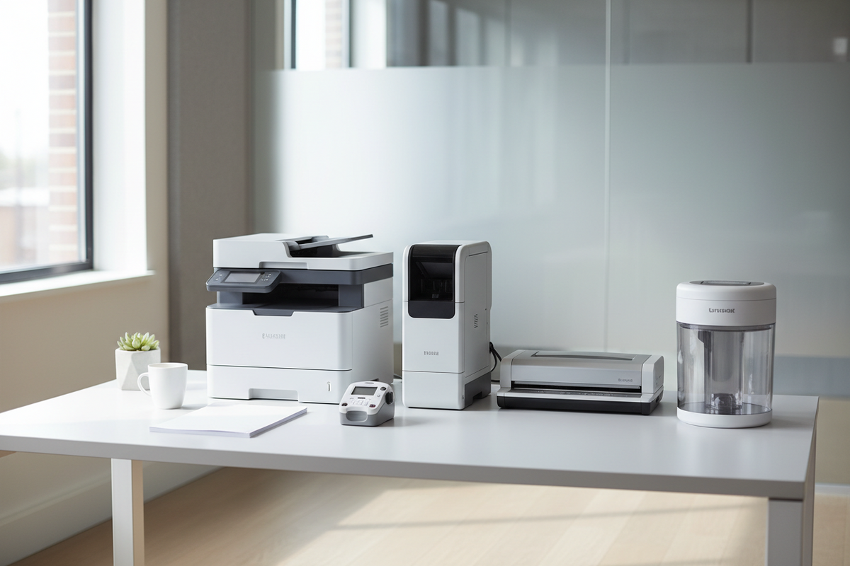 Office machines including printers, scanners, shredders, and laminators