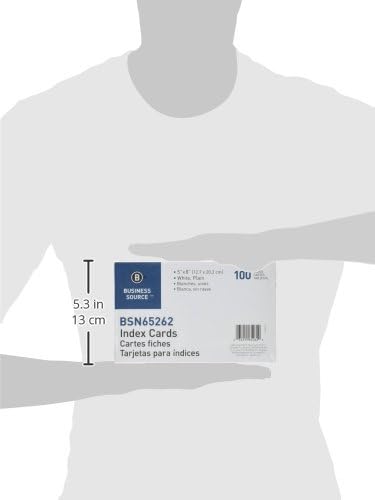 Business Source 65262 Index Cards, Plain, 90lb., 5-Inch x8-Inch, 100/PK, White (Pack of 2)