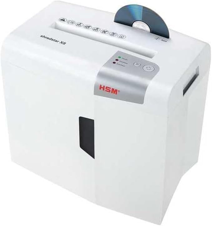 HSM shredstar X8, 8-Sheet, Cross-Cut, 4.8-Gallon Capacity Paper Shredder with Separate CD Slot, White | HSM1044W