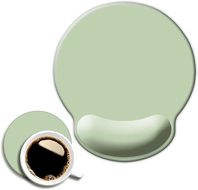 DOOKE Ergonomic Mouse Pad with Wrist Support, Cute Wrist Pad with Non-Slip Rubber Base for Computer, Laptop, Home Office Gaming, Working, Easy Typing & Pain Relief,Sage Green