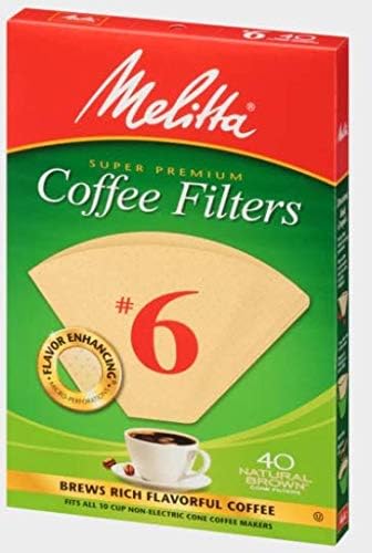 Melitta #6 Cone Coffee Filters, Unbleached Natural Brown, 40 Count (Pack of 12) 480 Total Filters Count - Packaging May Vary