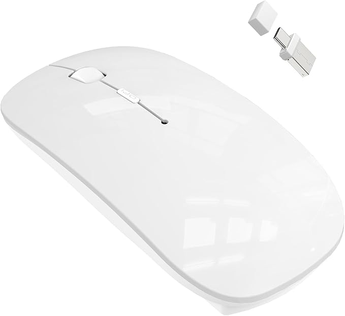 Bluetooth Wireless Mouse for MacBook Air Mac Pro Laptop Computer iPad Pad PC Laser Optical Rechargeable Mini Slim Silent Mouse Widely Used Desktop Hp iMac (White)