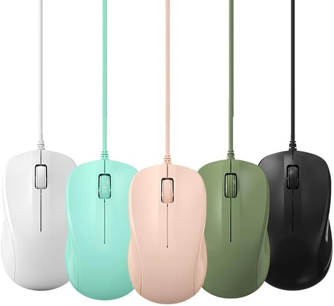 CORN USB Silent Wired Computer Mouse with Easy Click for Office and Home, 1200DPI, Premium and Portable, Compatible with Windows PC, Laptop, Desktop, Notebook (White)