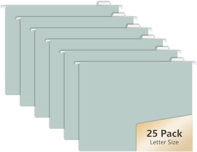 25pcs MagDurnus Aqua,Blue Hanging File Folders, Pastel Color Design,Letter Size with 1/5 Adjustable Cut Tabs,Decorative,Drawer,Desk and Cabinet Use