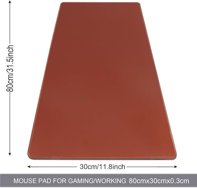 Gaming Mouse Pad,Large Mouse Pad Size 31.5x11.8 Thickness 0.12 inches,Premium-Textured Non-Slip & Waterproof Computer Mousepad with Stitched Edges for Gaming,Office & Home-80x30 Brown009