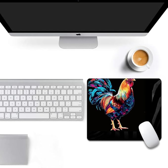 Square Mouse Pad Colorful Rooster-1,Gaming Mouse Pads for Desk,Soft Computer Waterproof Non-Slip Mouse Mat