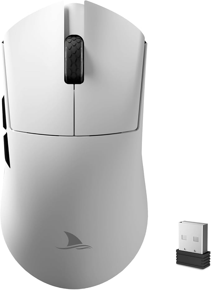 Darmoshark M3V2 8K Wireless Gaming Mouse,Tri-Mode 2.4G/USB-C/Bluetooth Mouse Up to 26000Dpi,PAW3395 Optical Sensor Lightweight 58g,5 programmable Button,Computer Mouse for Laptop,PC,Windows,Mac(White)