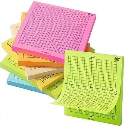Mr. Pen- Graph Paper Sticky Notes, 6 Pads, 3x3 Inch, Bright Colors, Graph Sticky Notes, Stocky Notes for Bible Journaling