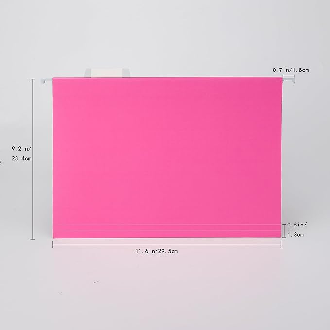 Pink Hanging File Folders Letter Size,25 Pack Reliable Hanging Folders for Filing Cabinet,Reinforced Rods for Smooth Gliding,Includes 1/5 Adjustable Tabs & Inserts,Ideal for Home & Office