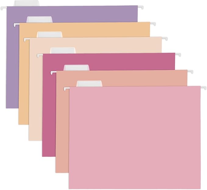 Y YOMA 12 Pack Colored Hanging File Folders Letter Size Decorative Hanging Folder Cute Pretty File Folder for Filing Cabinet Office Home with 1/5-Cut Adjustable Tabs, Macaroon Color