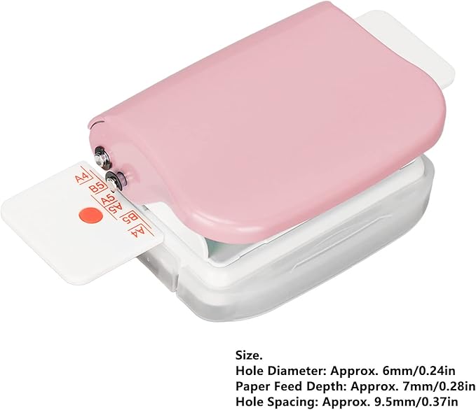 Binding Machines, Mini Manual Multipurpose 6 Holes Cinch Book Binding Machine, Coil Binding Machine for Home Office(Pink)
