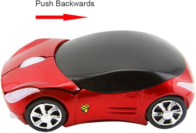 Usbkingdom 2.4GHz Wireless Mouse Cool 3D Sport Car Shape Ergonomic Optical Mice with USB Receiver for PC Laptop Computer Women Small Hands (Red)