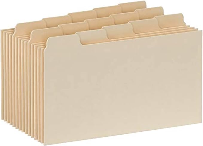Oxford Index Card Guides with Blank Tabs, 3 x 5 Inches, 1/5 Cut Tabs, Manila, 100 per Box (40352)