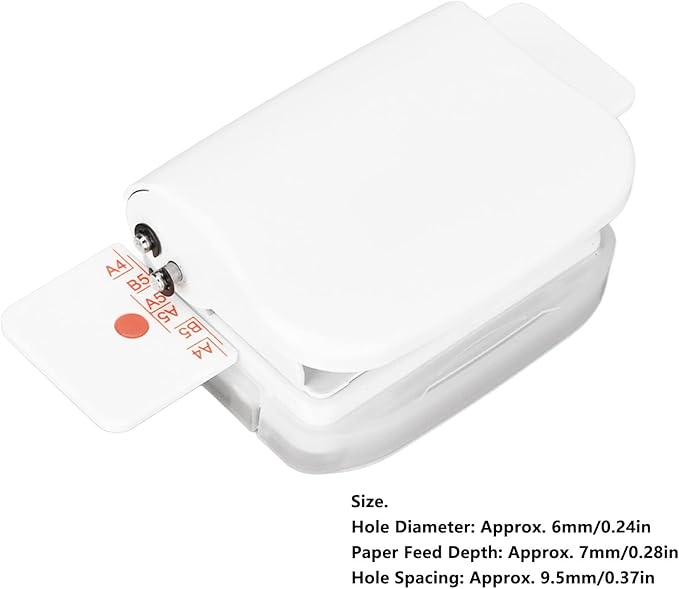 Binding Machines, Mini Manual Multipurpose 6 Holes Cinch Book Binding Machine, Coil Binding Machine for Home Office(White)
