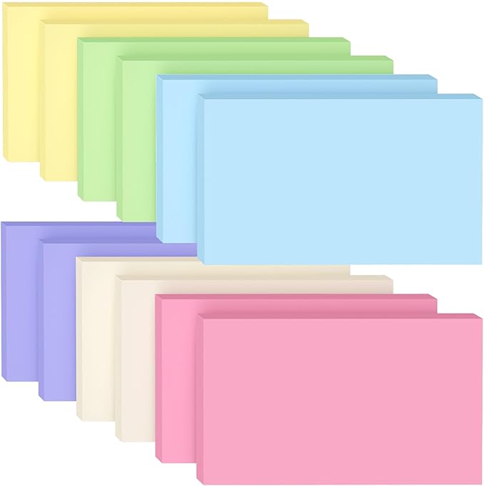 Colored Blank Index Cards 3x5, 600 Pcs 3x5 Index Cards, Double-Sided Blank Flash Cards, Heavy Bright Note Cards 3 x 5, 6 Colors Flashcards for Studying, Colored Notecards for Office, School, and Home