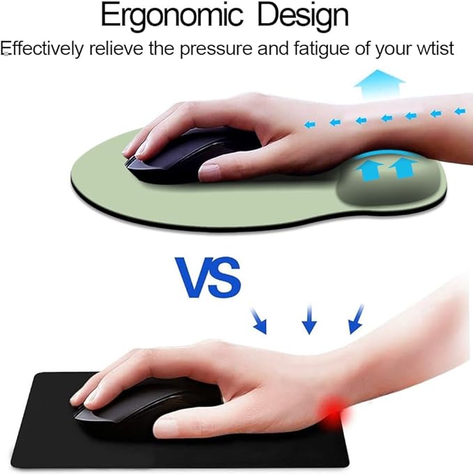 DOOKE Ergonomic Mouse Pad with Wrist Support, Cute Wrist Pad with Non-Slip Rubber Base for Computer, Laptop, Home Office Gaming, Working, Easy Typing & Pain Relief,Sage Green