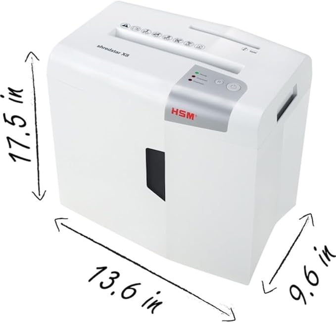 HSM shredstar X8, 8-Sheet, Cross-Cut, 4.8-Gallon Capacity Paper Shredder with Separate CD Slot, White | HSM1044W
