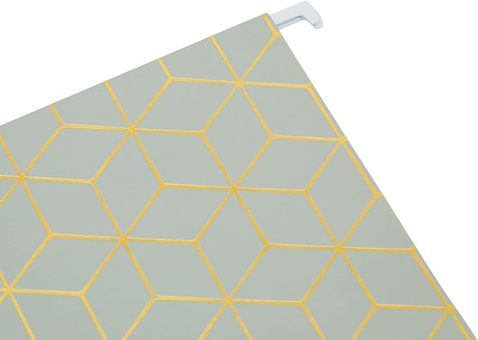 Paper Junkie Geometric Hanging File Folders - Letter Size (11.75 in x 9 in), 12 Pack, Mint, Dusty Pink & Dark Blue - Gold Foil Decorative Folders & Organizer for Office Organization