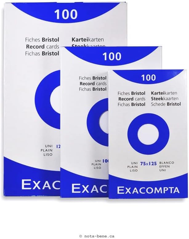 Exacompta - Ref 13301E - Bristol Plain Board for Printing (Pack of 100) - 75 x 125mm in Size, 205gsm Card, Compatible with Printers - Suitable for Exam Revision & Notes - White