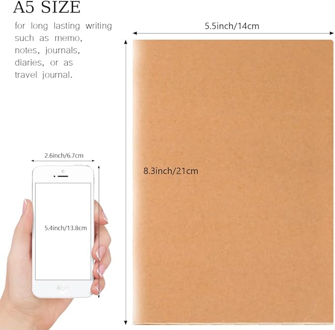 30 Pack Journal Notebook, Kraft Cover Lined Paper Journal for Traveler, Notes, Memo - Bulk Journals Sewn Brown Notebook, 80 Pages, 8.3'' x 5.5''