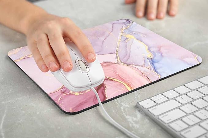 Rose Gold Marble Mouse Pad Computer Mouse Mat with Anti-Slip Rubber Base, Easy Gliding, Portable, in a Fresh Modern Design 7.9 x 9.5 in