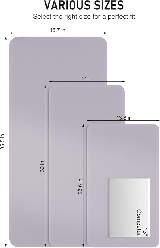 Desk Pad, 30" x 14" PU Leather Non-Slip Desk Mat Large Mouse Pad for Desktop, Waterproof Laptop Computer Writing Mat for Office, Home, Work, Gaming, Gray Pink