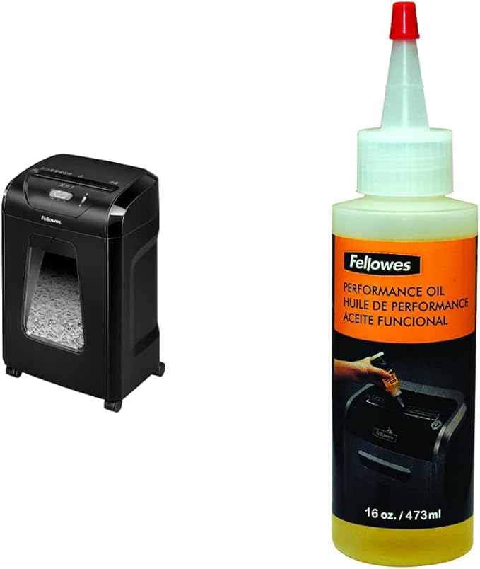 Fellowes 14-Sheet Cross-Cut Paper Shredder and Shredder Oil Bundle
