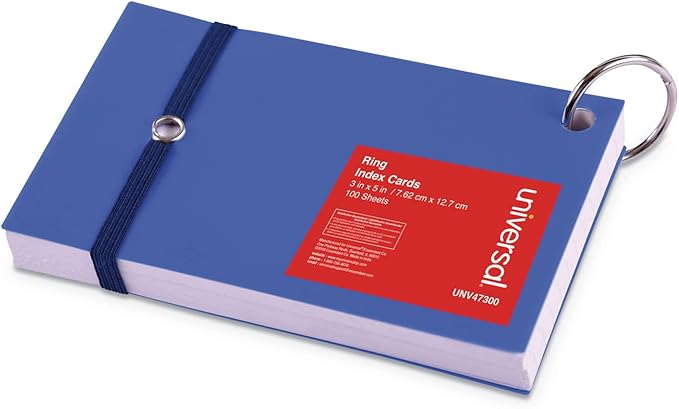 Universal Office Products UNV47300 Ring Index Cards, 3 X 5, White, 100/pack