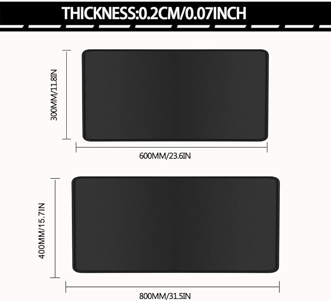 Large Mouse Pad for Desk - Gaming Mouse Pad with Stitched Edges, Anti-Slip Base for Keyboard and Mouse(Black, 31.5L x 15.8W inches)
